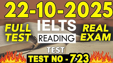 IELTS Reading Test 2025 with Answers | 22.10.2025 | Test No - 723