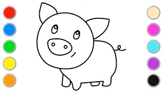 COCHON MIGNON COLORIAGE - Vidéo éducative pour enfants & Planète coloriage