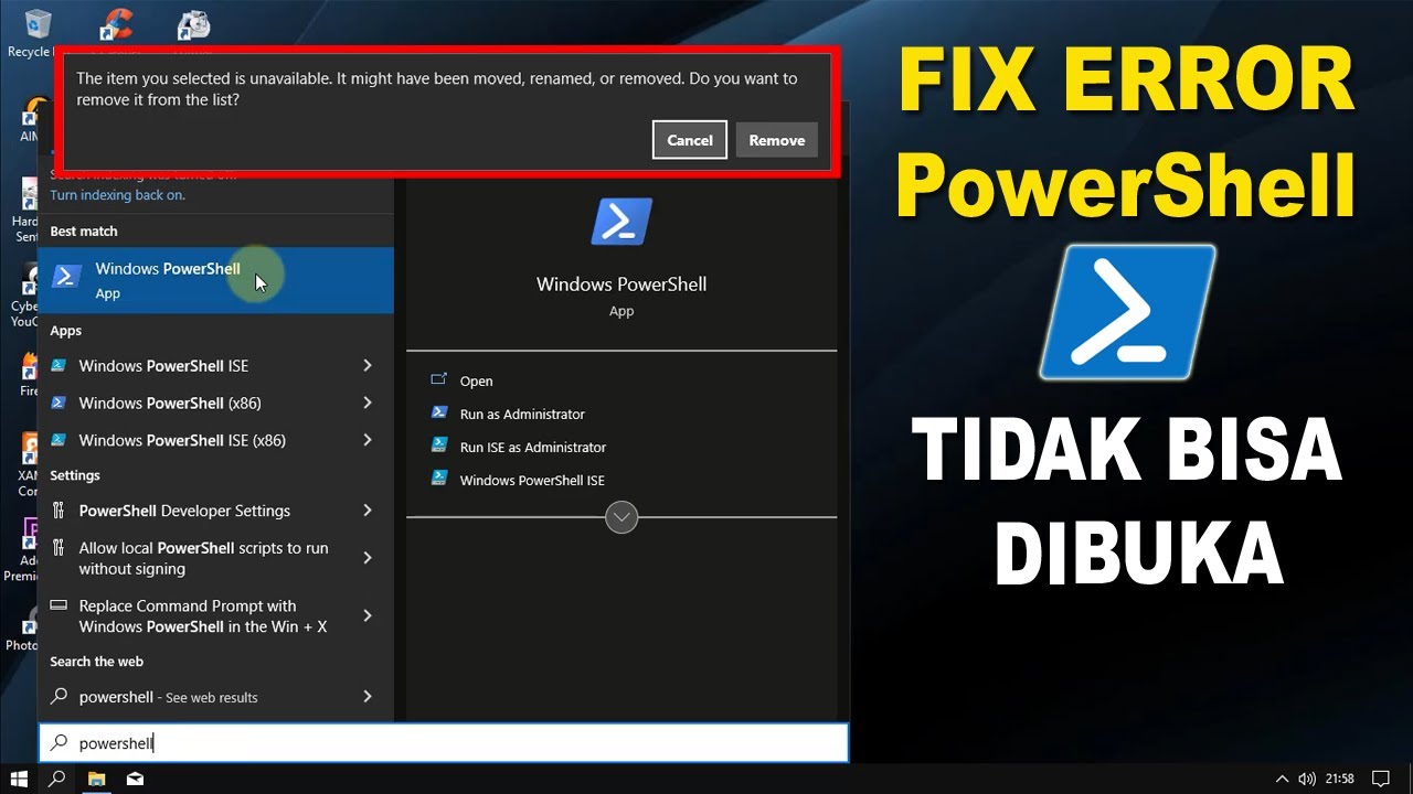 Fix Error!! Mengatasi Windows PowerShell Tidak Bisa Dibuka - YouTube