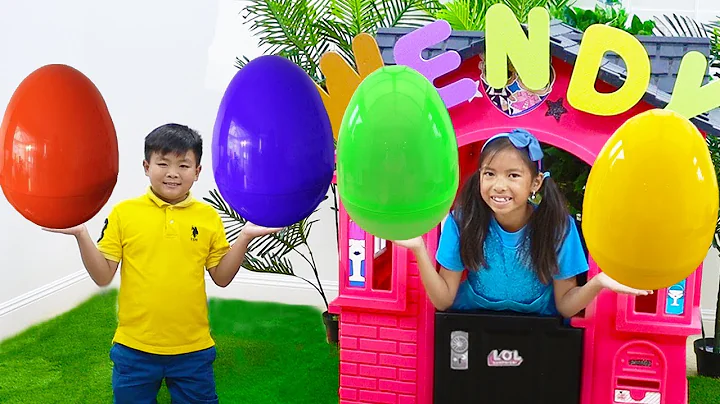 Wendy & Alex Pretend Play Surprise Egg Hunt & Lear...