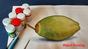 Object Drawing Shahale Naral, Tender-Coconut, How to Draw Tender Coconut with posters colours