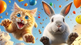 Cats Story Cute Cat And Rabbit Explore The Sky 