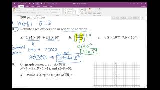 Information CPM Math 1 Section 8.1.3 #8-48 (operations in scientific notation) Update