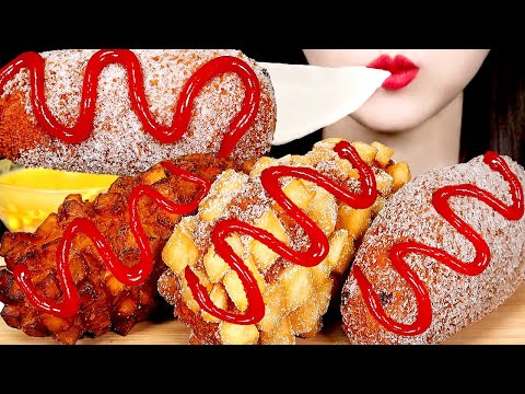 <strong>ASMR</strong> CHEESY CORN <strong>DOGS</strong> 명랑핫도그 먹방 咀嚼音チーズドッグ MUKBANG EATING SOUNDS | ZOEY <strong>ASMR</strong>