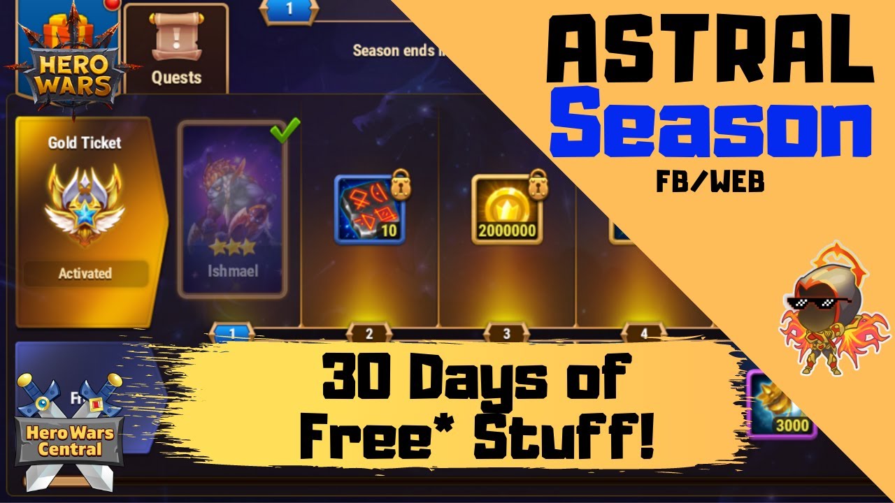 30 Days Of Free Stuff! Astral Season | Hero Wars - Youtube