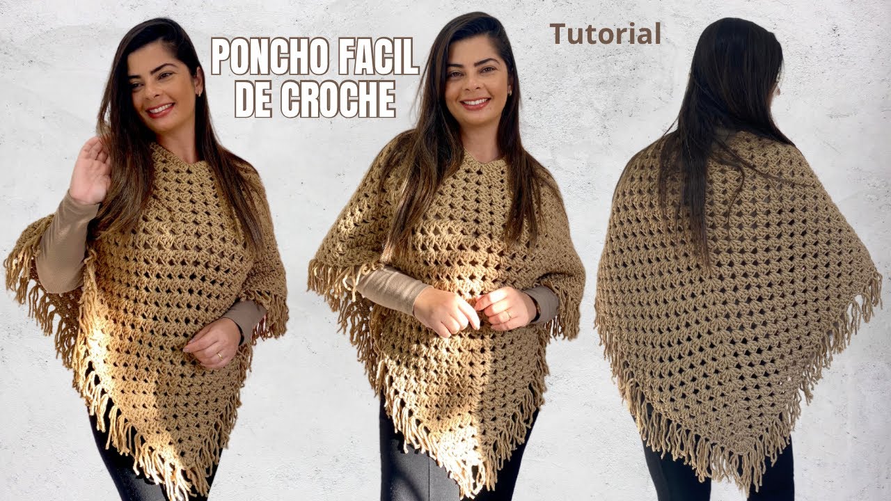 Poncho Facil de Croche - Poncho Urbano Suellen Pontes