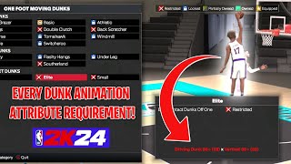 ALL ATTRIBUTE REQUIREMENTS FOR THE BEST DUNK ANIMATIONS in NBA 2K24