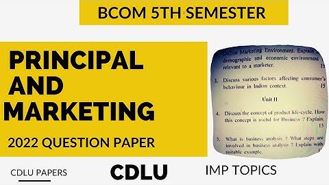 Principal And Marketing । B.Com 5th semester question paper 2022 । Cdlu
