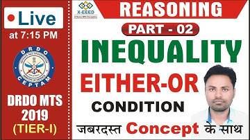 DRDO MTS - Crash Course - Reasoning Class -12 (Either - OR condition ) By Ravi Sir
