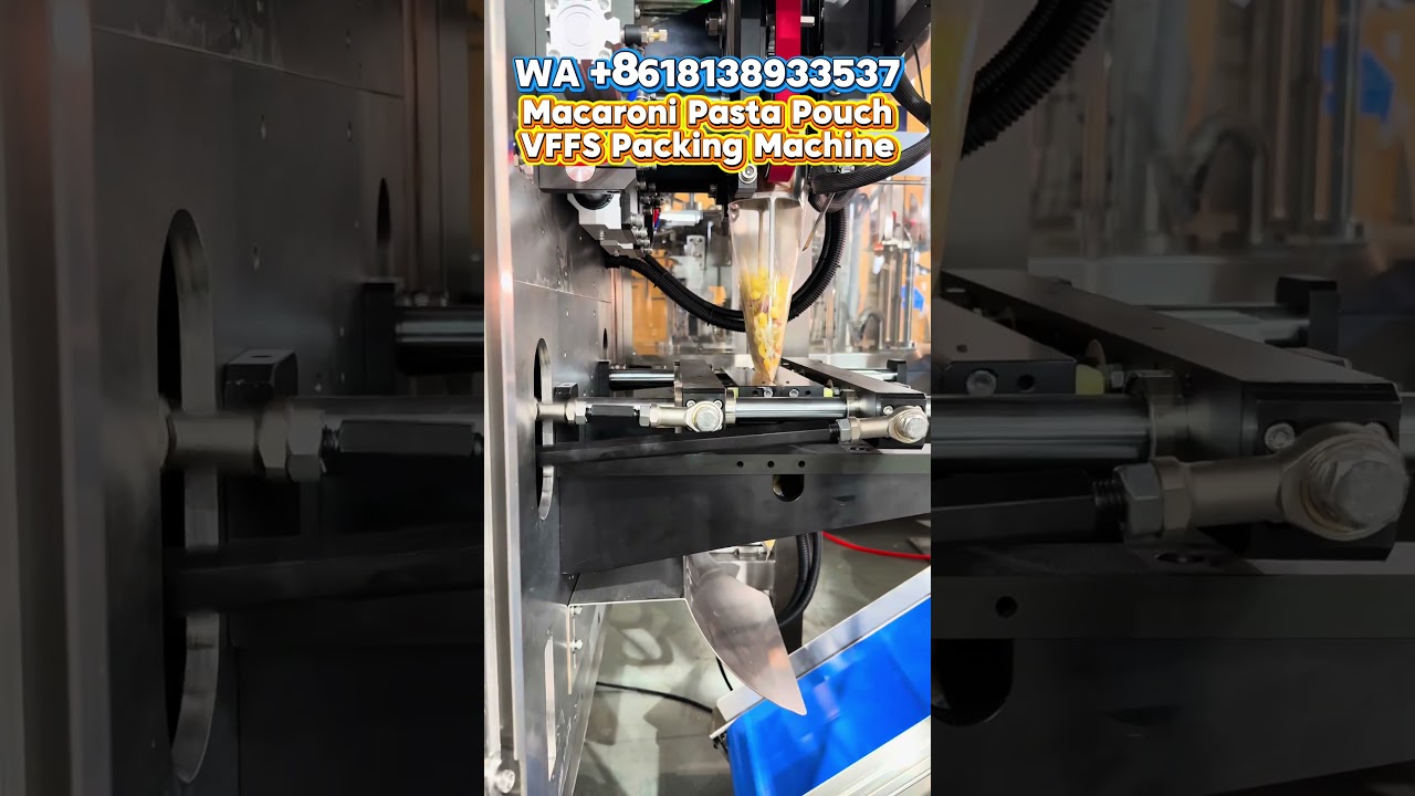 pasta packaging machine for Peruvian clients 10-head multihead weigher,back-seal bags 250g. 