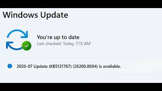 Fix 2026-07 Update KB5121767 (OS Builds 26200.8894 and 26100.8894) Not Installing On Windows 11