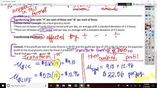 Chapter 16 Notes, Part 3 Combining and Transforming several Random Variables