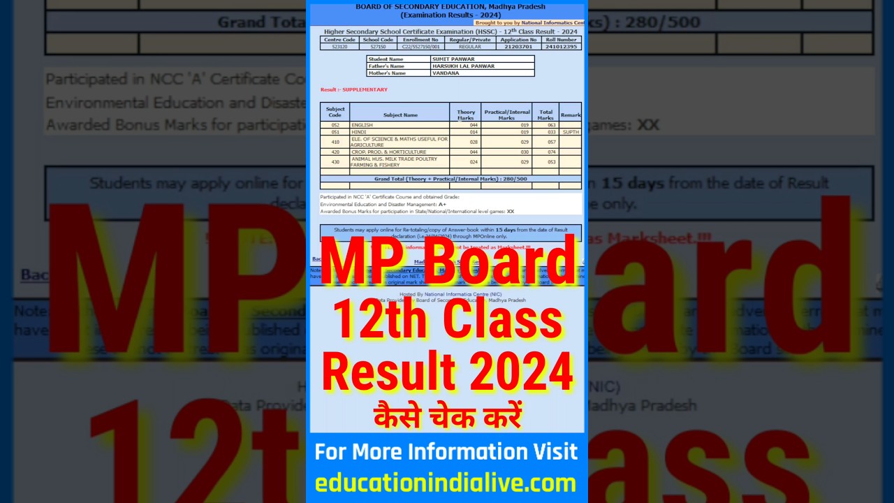 MP Board 12th Result 2024 Kaise Check Kare || How To Check MP Board 12th Result 2024