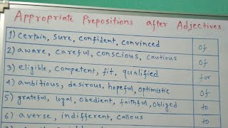 prepositions and adjectives/ Appropriate prepositions after adjectives