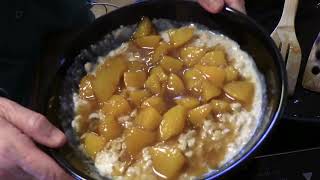 Hot Oatmeal with Toffee Peach Topping