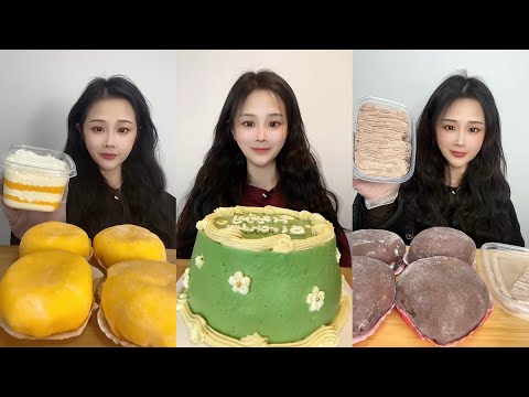 [ASMR] Dessert Mukbang (Cream Cake + Cup Cake + Mochis ) 디저트 먹방 🍰 | Eating Sounds