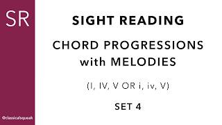 Sight Reading Chord Progressions with Melodies (I, IV, V / i, iv, V) | (Intermediate Piano) Set 4