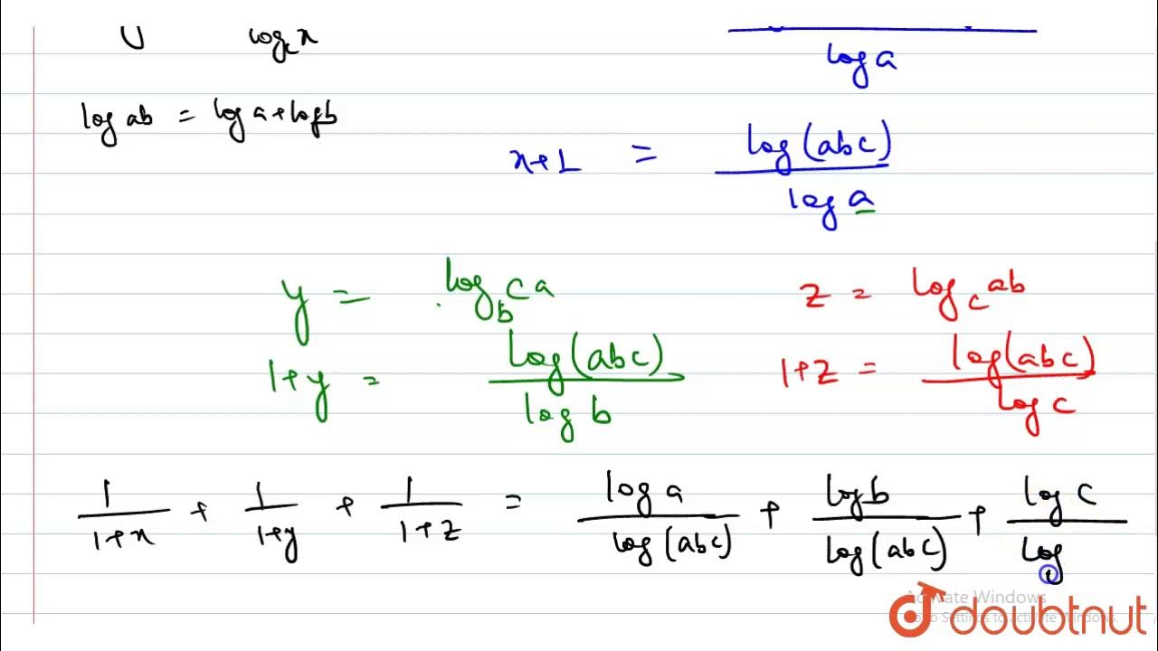 Log 10 c. Logx y Logy x. Log b ( x ) = y log ( ) =. Log x (a) - log x (b). Log x(y)= 1/Logy(x.