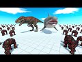 Tyrannosaurus allied with aquatics vs mutant golem  animal revolt battle simulator