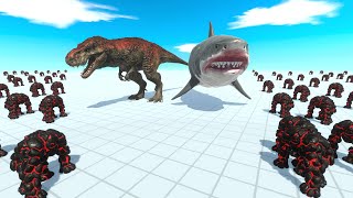 Tyrannosaurus Allied with Aquatics VS Mutant Golem  Animal Revolt Battle Simulator