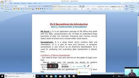 Class-7. Computer Studies. Ch-5. Fundamentals of Spreadsheet. Part-1. Date-6/10/2020.