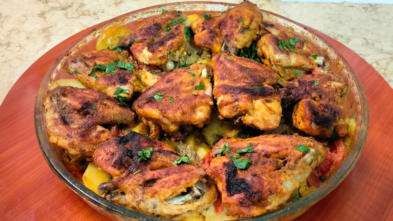 أجنحة الدجاج بالبطاطا في الفرن بزاف بنان