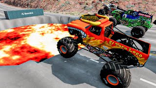 Monster Trucks vs Lava Pit | Crazy Crashes beamng Drive