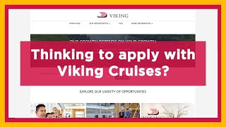 How to register for an account and apply for a job with Viking Cruises