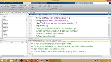 Cara Menulis Persamaan Kuadrat di Halaman Editor Matlab | Bagian I