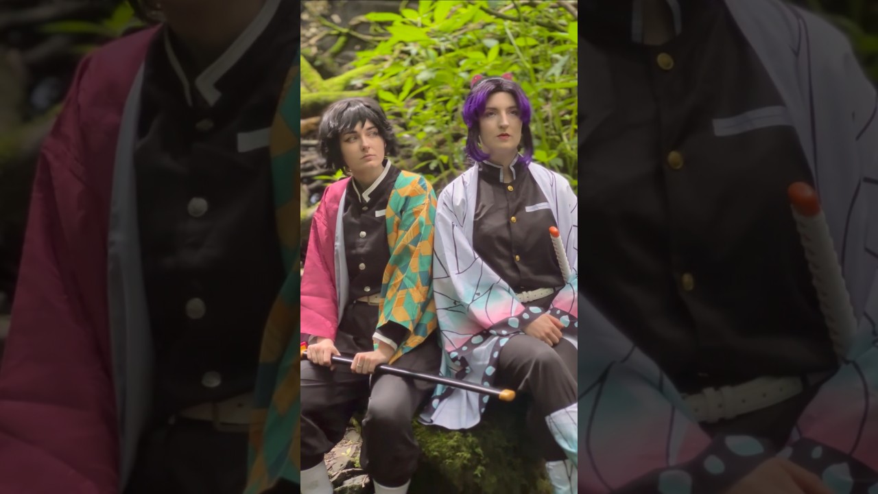👀Demon Slayer Cosplay Reveal👀 Gayu and Shinobu in real life 💖 #demonslayercosplay