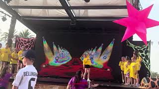 Aurelia doing the splits at stage academy Sirenis Seaview port d’es torrent Ibiza Holiday Village 