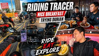 Riding Tracer Again and Breakfast and I tried Durian!😀