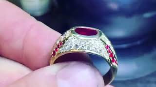 Famous All Natural Kashmir Ruby ring With VS Diamonds Profile