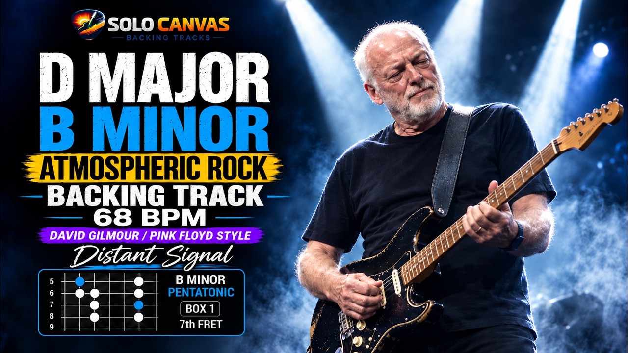 Pink Floyd Style Backing Track in B Minor / D Major | 68 BPM