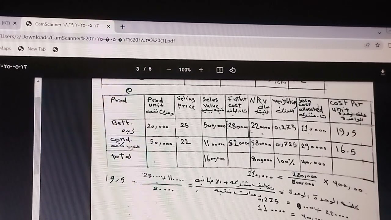 تكاليف مشتركه طريقه صافي القيمه البيعيه