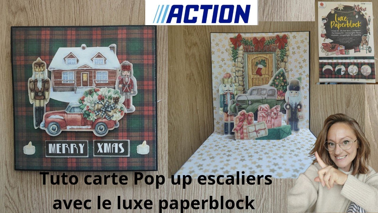 Tuto carte Pop up escaliers facile à réaliser #scrap #scrapbooking #noel #diy 