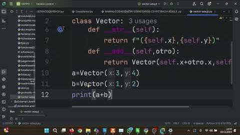 POO Clases Python Clase Vector2D Sobrecarga de Operadores CDYPC 1BACH Bachillerato IES Monterroso