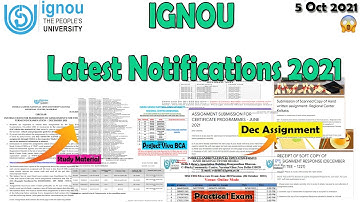 IGNOU Latest Notifications 2021| IGNOU Dec Assignment 2021👍| IGNOU BCA Project Viva 2021 |
