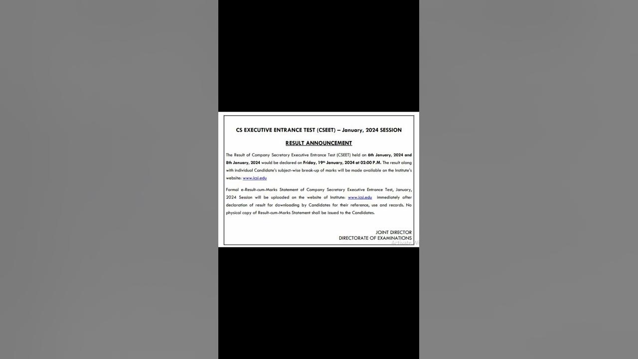 CSEET JAN 2024 RESULT DATE cseet jan2024 cs csexammotivation YouTube