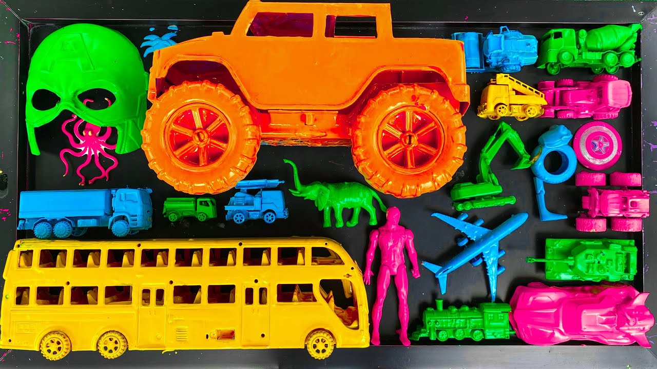 Membersihkan mobil mobilan, mobil balap, monster car, excavator, truk pasir, spiderman, anomali