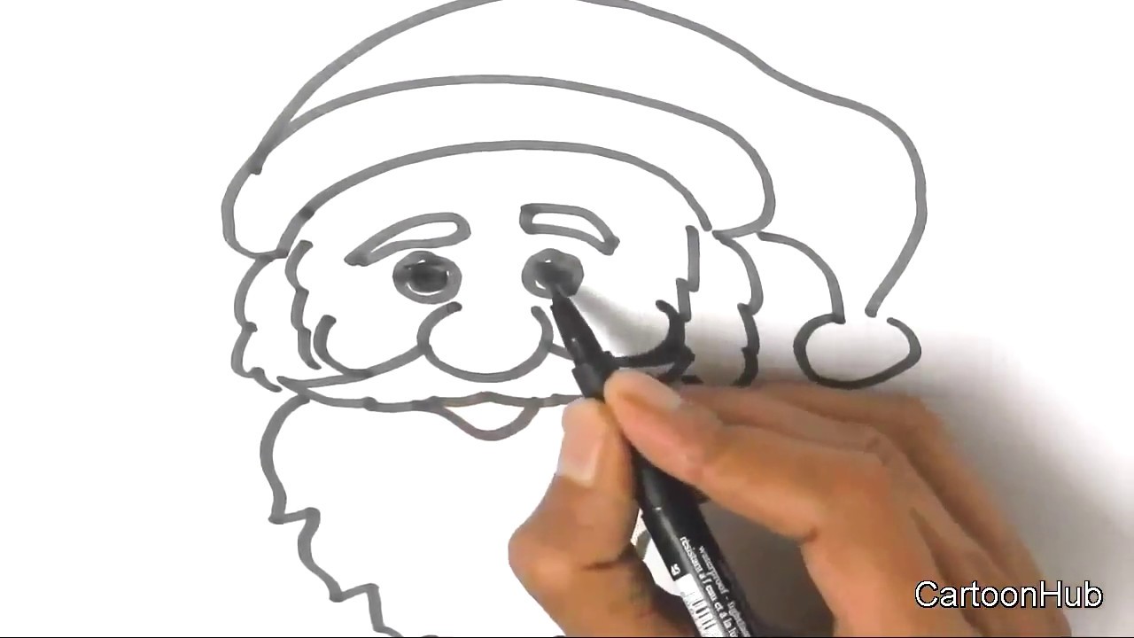How To Draw A Santa Claus Face In Easy Steps For Children Kids Beginners