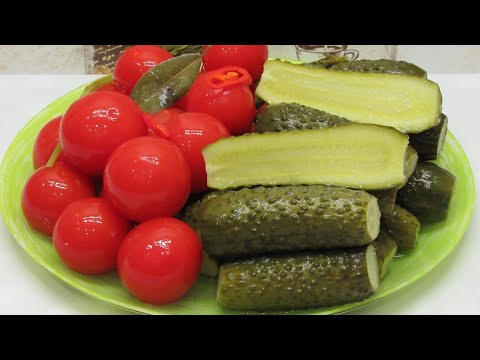 Быстрый способ! Огурцы и помидоры за 2 суток - очень вкусно!