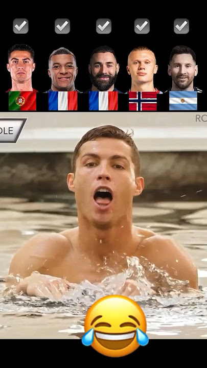 Ronaldo VS Fake Mbappe VS Benzema VS Fake Haaland VS Messi | Swimming Challenge |