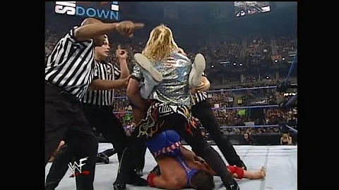Chris Jericho breaks into Chris Benoit & Kurt Angle's brawl [SmackDown, Mar. 23, 2000]