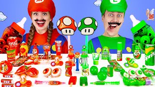 ASMR Mukbang Red Food vs Green Food Challenge 레드 그린 푸드 챌린지 Super Mario vs Luigi by HoHoBoom