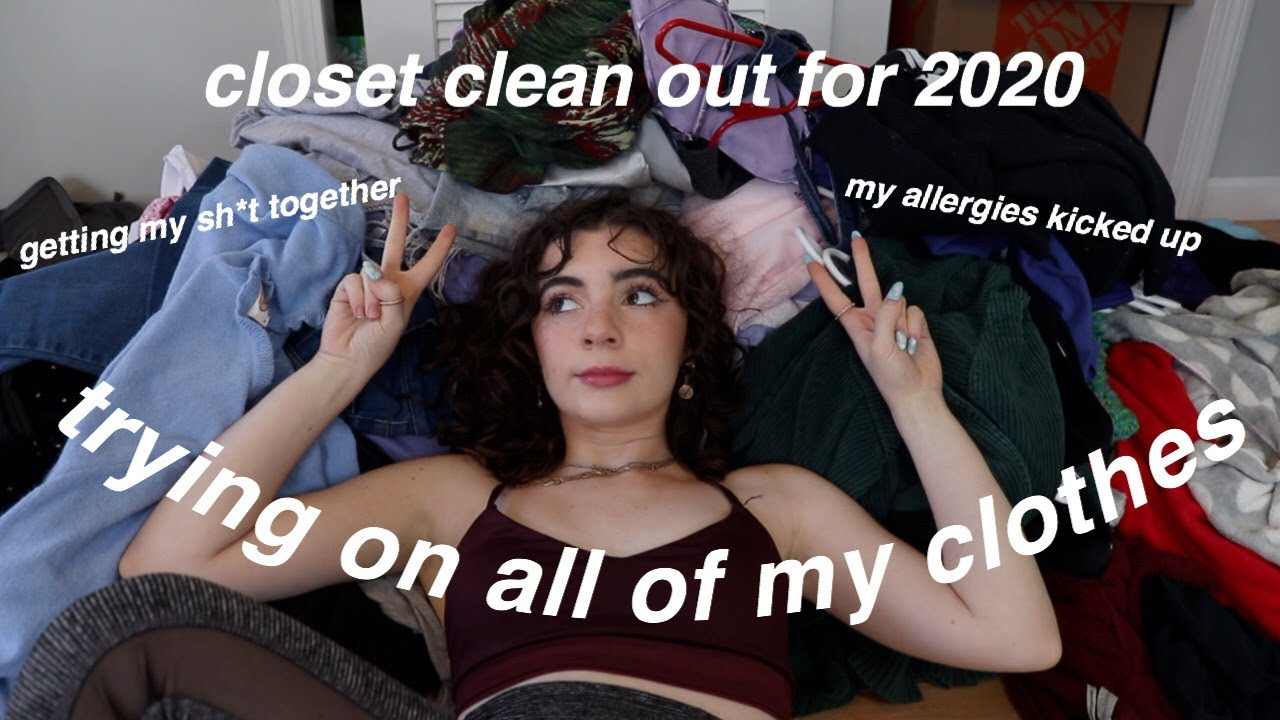 trying on ALL of my clothes: CLOSET CLEAN OUT FOR 2020 - YouTube
