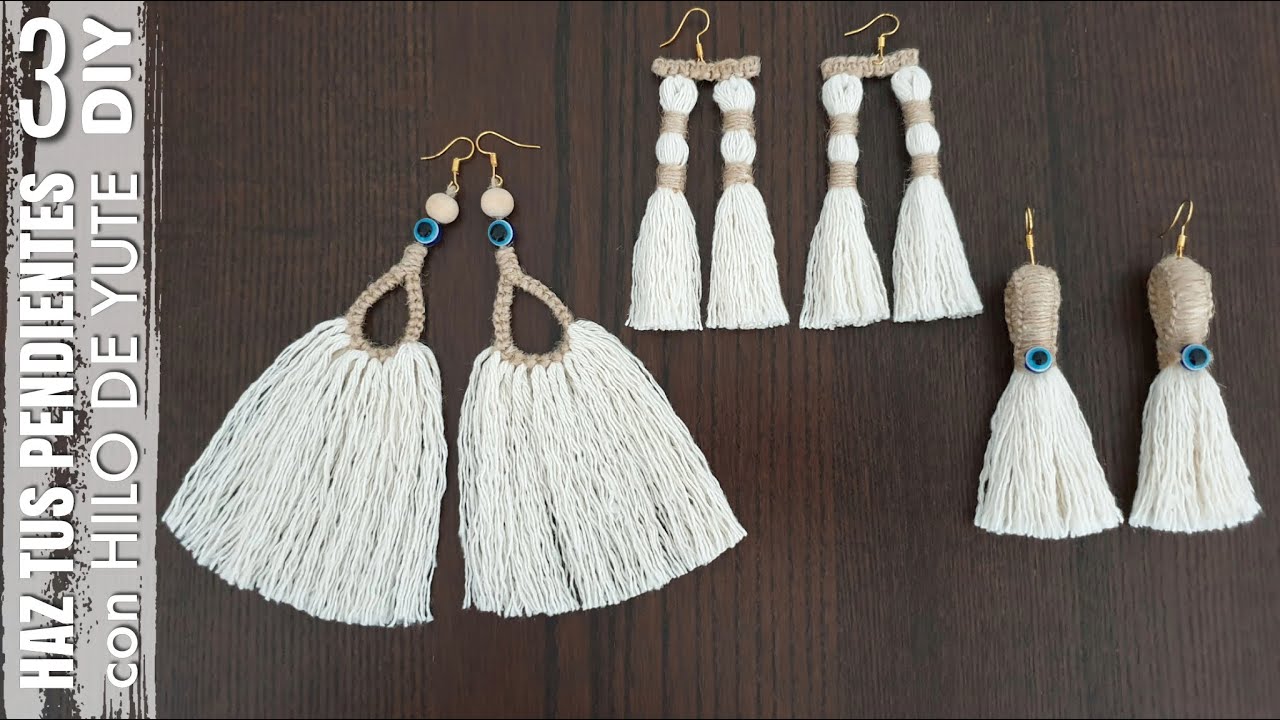 DIY COMO HACER PENDIENTES DE HILO DE YUTE | PENDIENTES DE HILO | TENDENCIA PRIMAVERA VERANO 2020