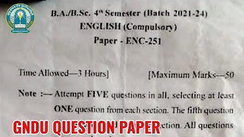 Gndu BA / Bsc 4th Semester English Compulsory Question Paper | English Question Paper 2023