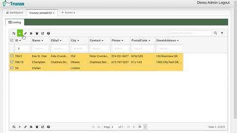 Column Filter and Edit Multiple Rows - Trunao
