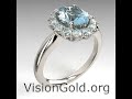 Λευκόχρυσο Κ18 Δαχτυλίδι Ροζέτα Με Ακουαμαρίνα Και Διαμάντια|Visiongold® Δαχτυλίδια Ακουαμαρίνα 1195